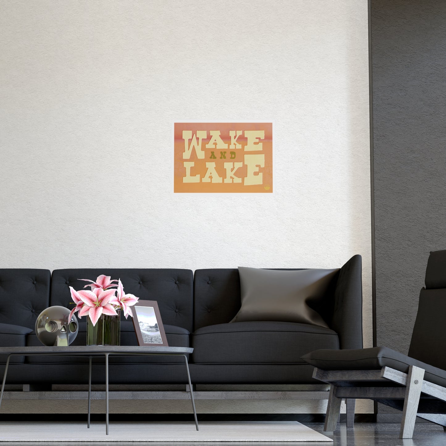 Wake and Lake Matte Poster — Retro Lakeside Typography Wall Art