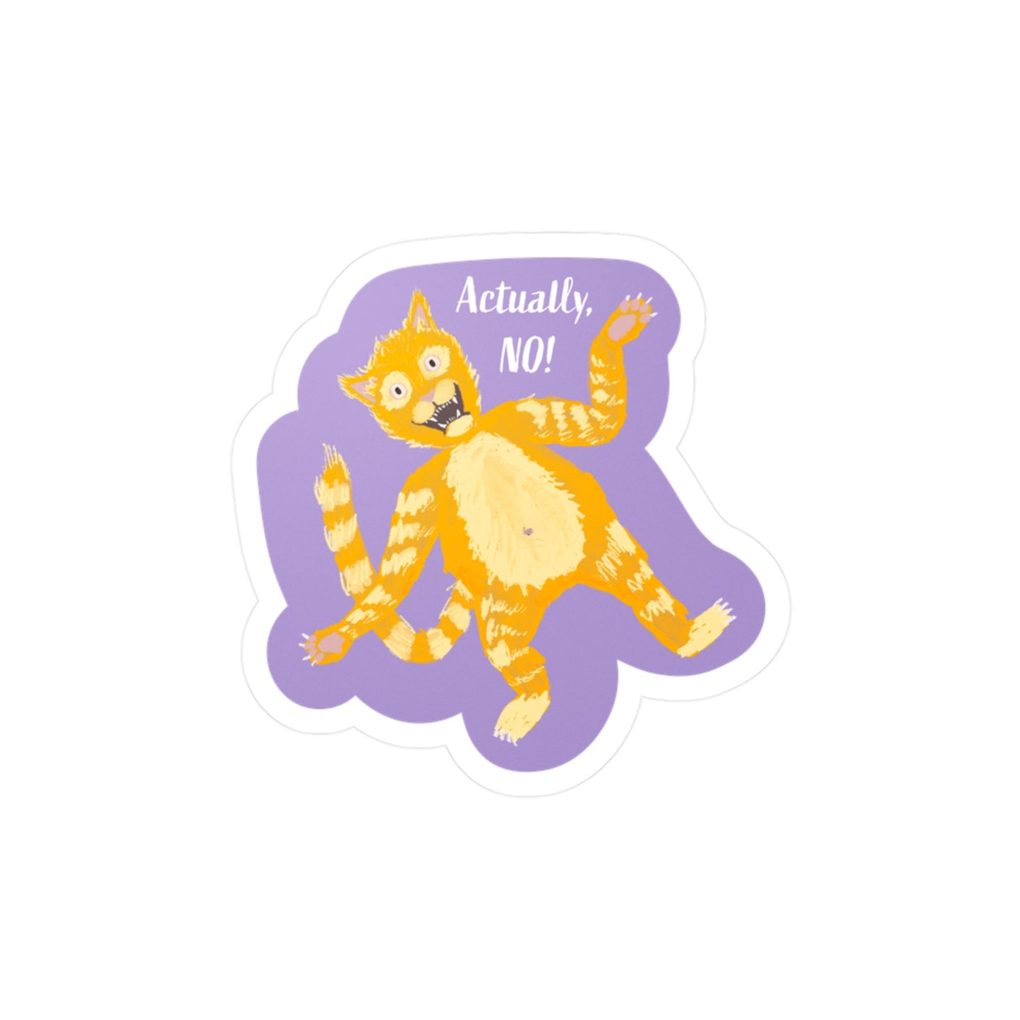 Orange Cat Boundaries 'Actually, NO!' Kiss-Cut Vinyl Decal