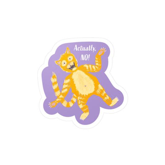 Orange Cat Boundaries 'Actually, NO!' Kiss-Cut Vinyl Decal