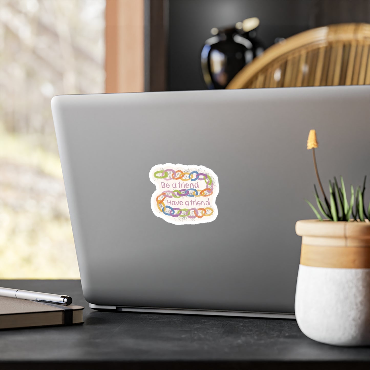 "Be a Friend, Have a Friend" Colorful Chain Kiss-Cut Vinyl Decal