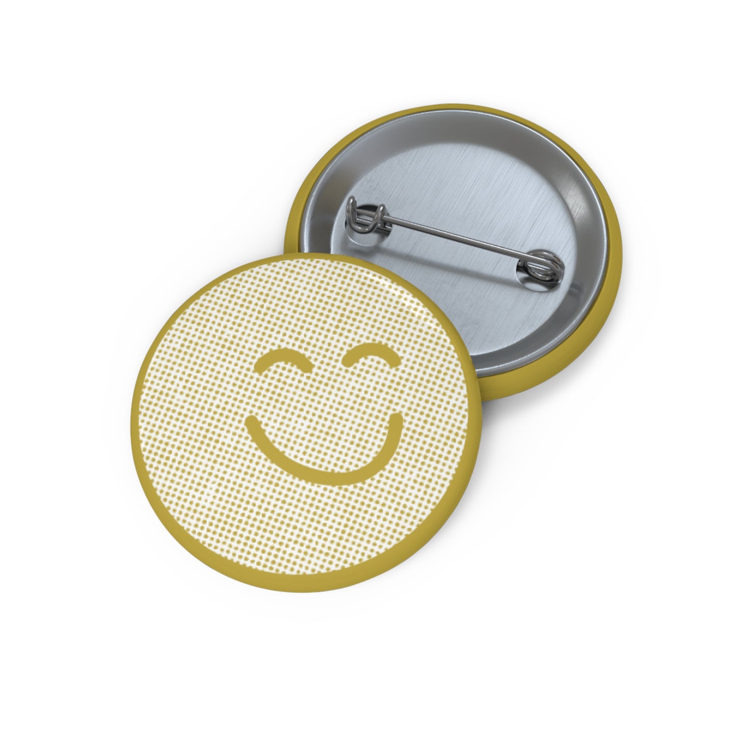 Happy Camper Button — Vintage Yellow Smiley Face Pin