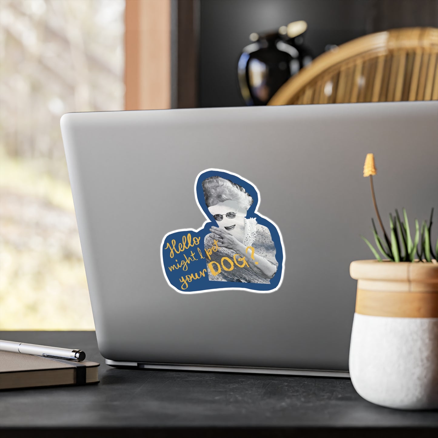 Dog Obsessed Granny “Hello Might I Pet Your Dog” Kiss-Cut Decal