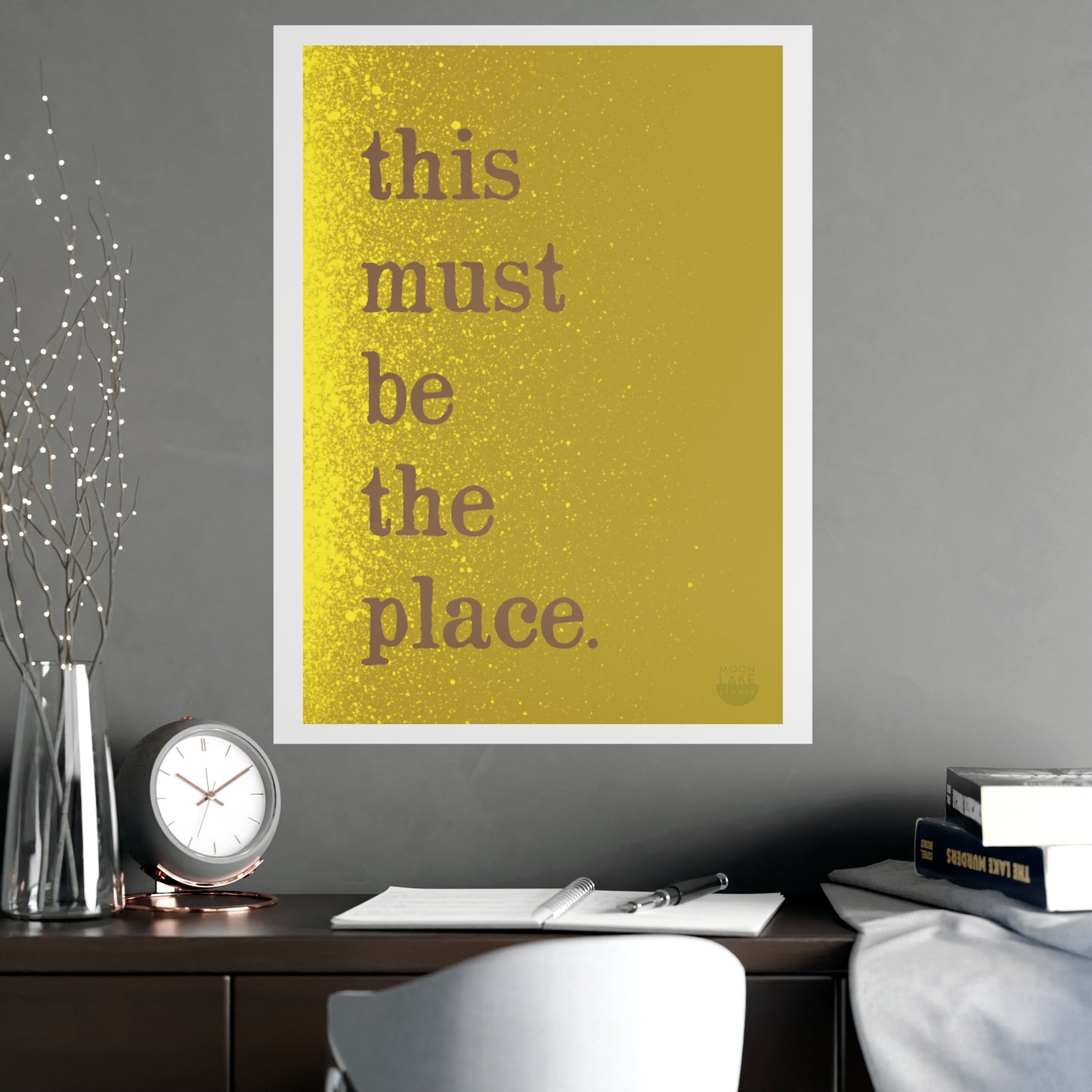 "This Must Be The Place" Typographic Poster - Gold Matte Wall Art