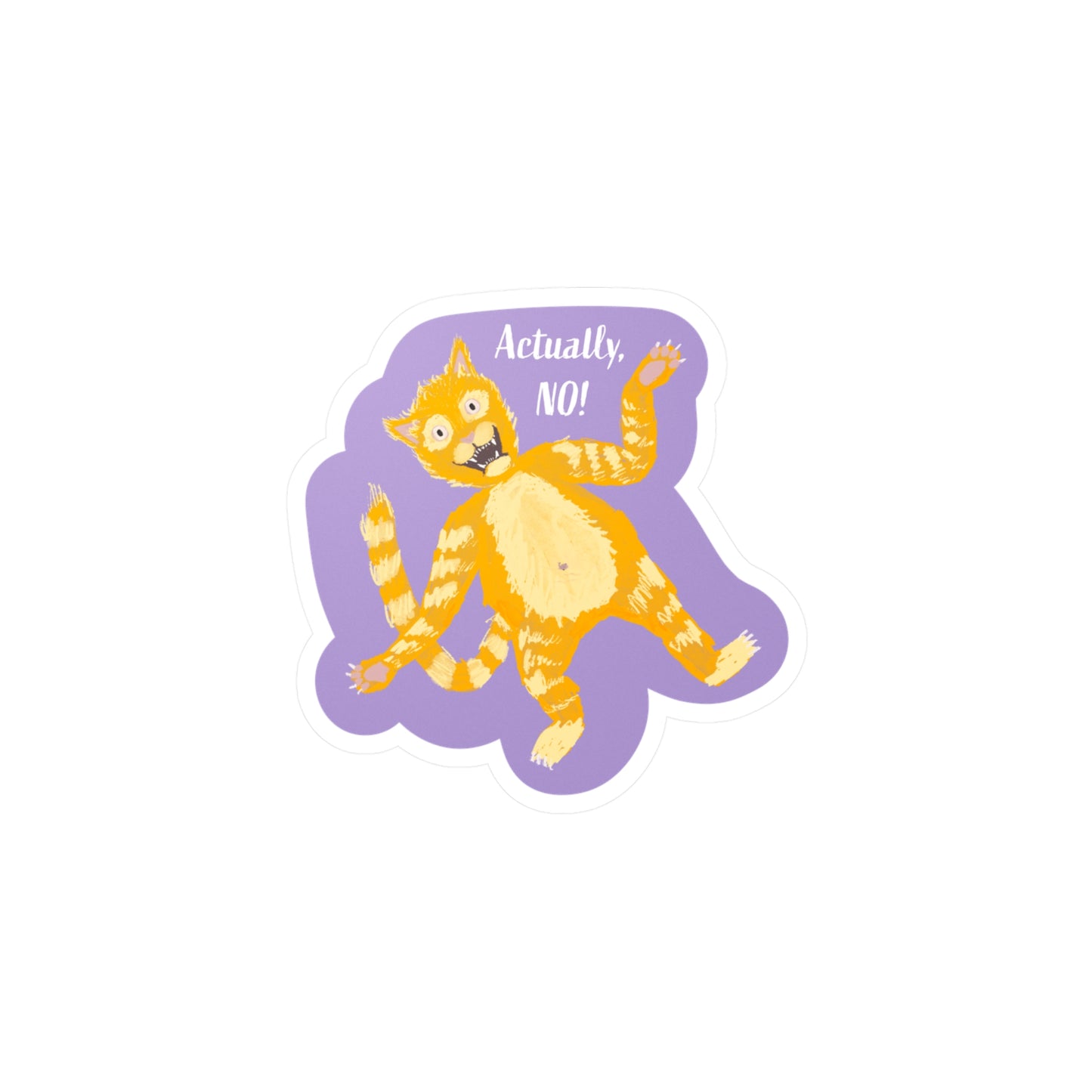 Orange Cat Boundaries 'Actually, NO!' Kiss-Cut Vinyl Decal
