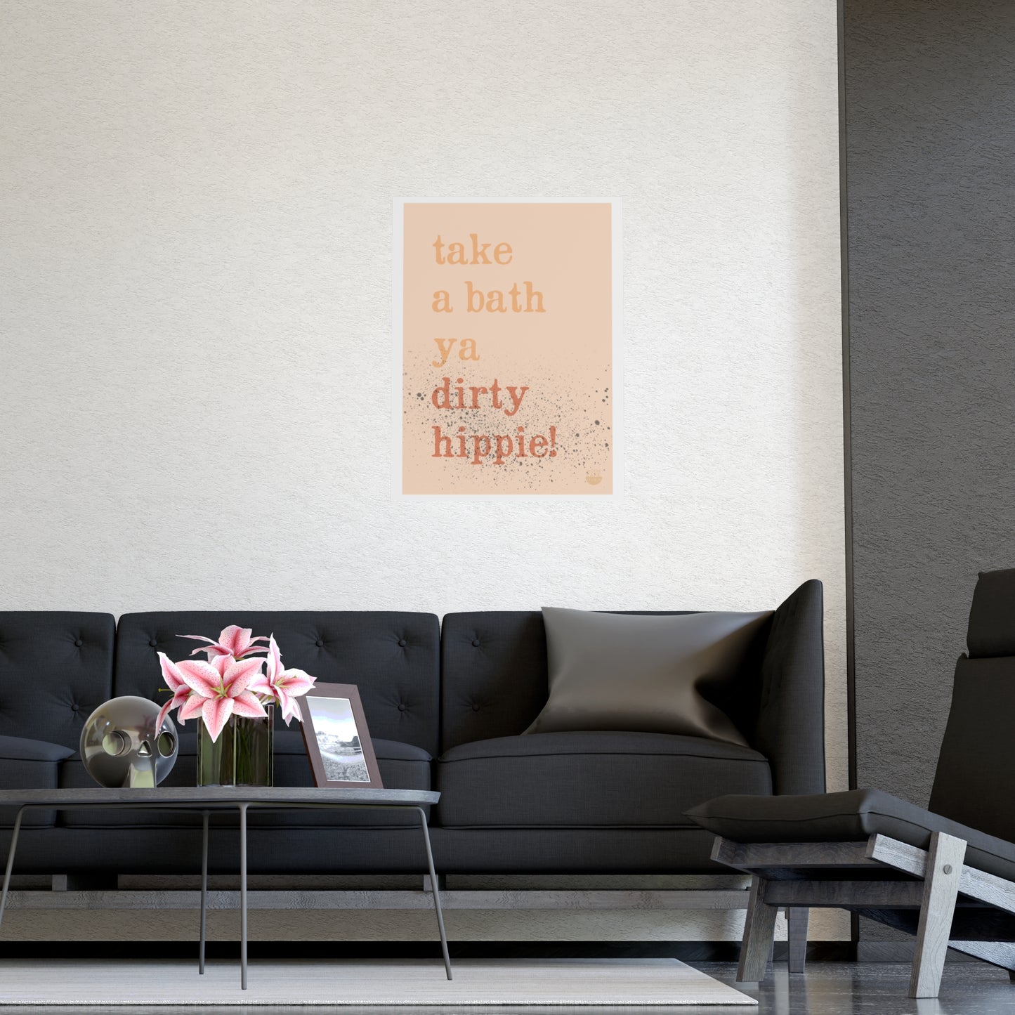 "Take a Bath Ya Dirty Hippie!" Vintage Boho Bathroom Wall Art