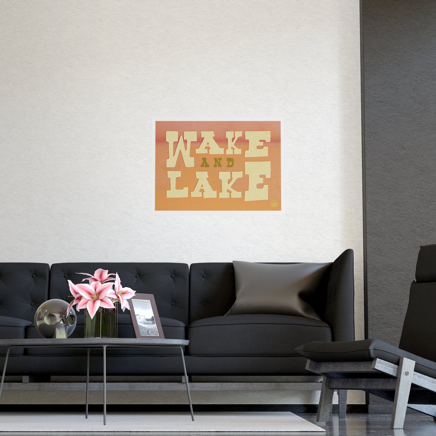 Wake and Lake Matte Poster — Retro Lakeside Typography Wall Art
