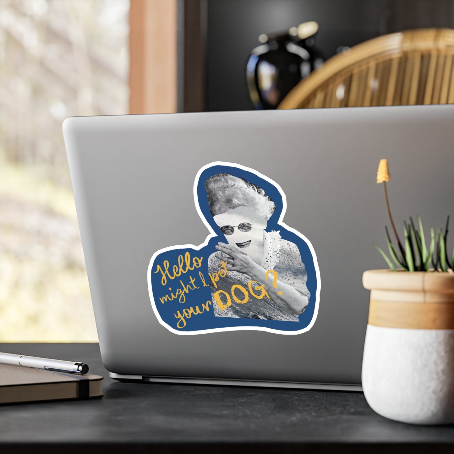 Dog Obsessed Granny “Hello Might I Pet Your Dog” Kiss-Cut Decal