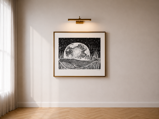 Deep Creatures Linocut Artwork - Premium Matte Fine Art Print