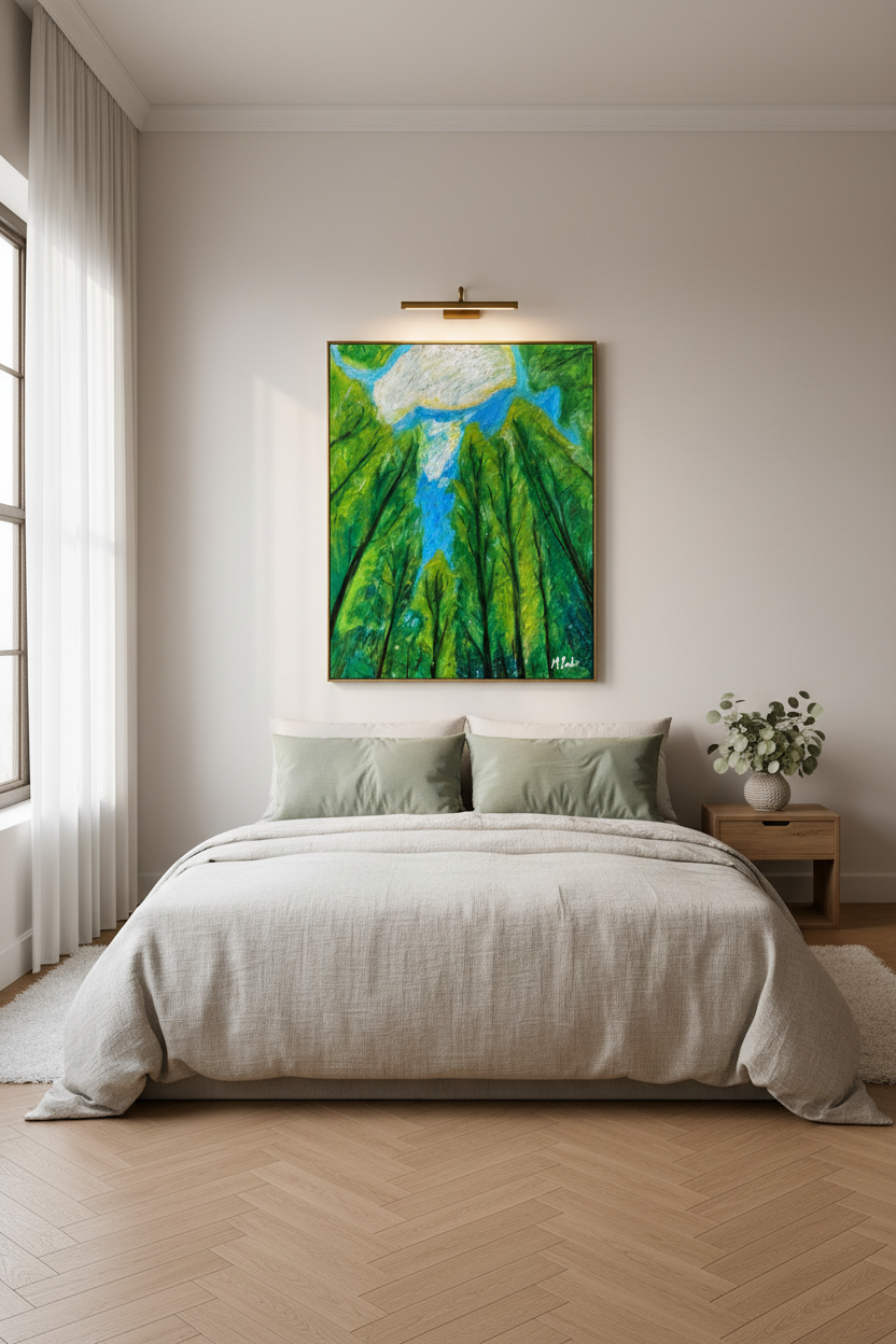 Treetops Fine Art Print – Pastel Nature Wall Art Inspired by Vancouver Island, Perfect for Cabin & Nature-Lover Home Decor